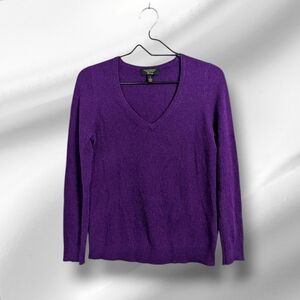 Charter Club 100% Cashmere Pullover V-Neck Sweater Purple Soft High Quality S
